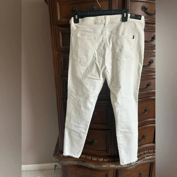 Buffalo David Bitton White Studded Skinny Jeans Raw Hem Size 31 - Picture 2 of 2